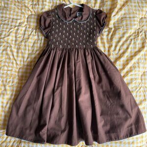 Luli & Me Brown Dress with Embroidered Accents